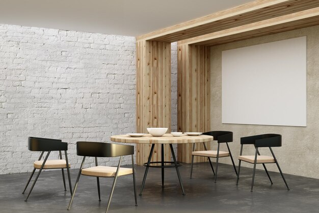Designerski salon z pustym banerem