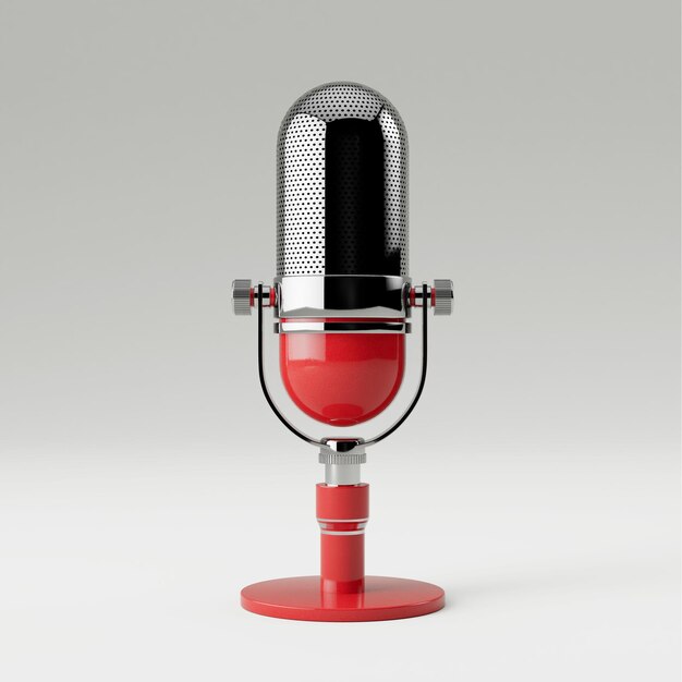 Zdjęcie desk red retro microphone 3d rendering