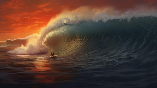 Deska surfingowa na dużych falach