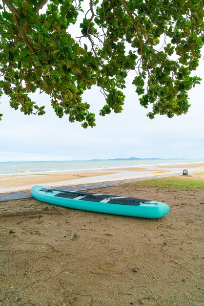 Deska Wiosłowa Na Plaży Z Tłem Morza