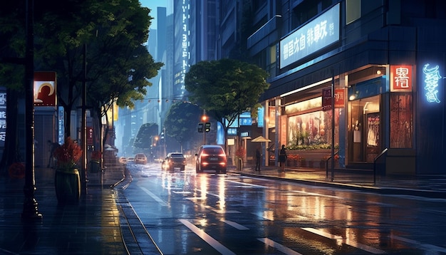 Deszczowa noc w mieście