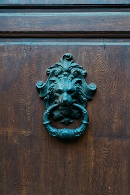 Detale architektoniczne - antyczna kołatka z lwem