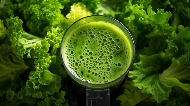 Detox Green Smoothie w szklance Wegan Drink AI Generative