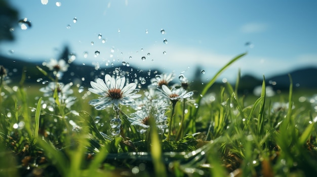 Dewy Grass Field