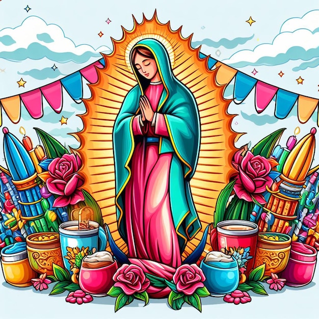 Zdjęcie dia de la virgen de guadalupe posterflyerpost i free photosobraz z białym tłem