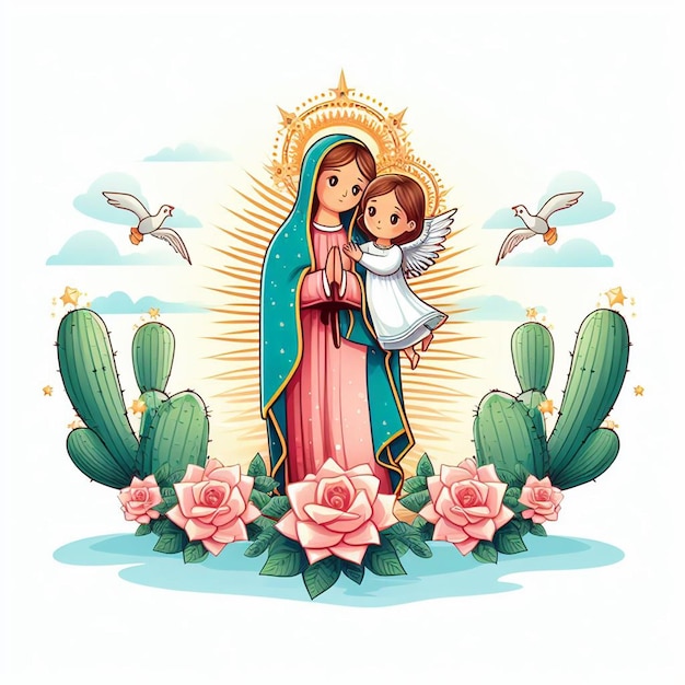 Zdjęcie dia de la virgen de guadalupe posterflyerpost i free photosobraz z białym tłem