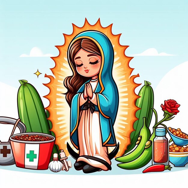 Zdjęcie dia de la virgen de guadalupe posterflyerpost i free photosobraz z białym tłem