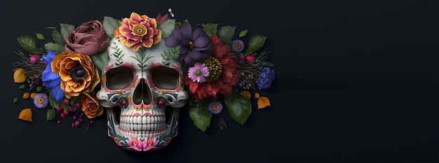 Dia de Los Muertos Dzień zmarłych z generatywną ai czaszki cukru