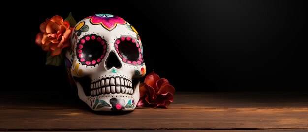 Dia de Los Muertos Dzień zmarłych z generatywną sztuczną inteligencją czaszki cukru