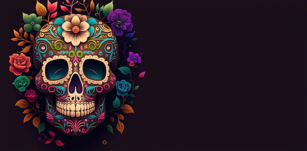 Dia de Los Muertos Dzień zmarłych z generatywną sztuczną inteligencją czaszki cukru