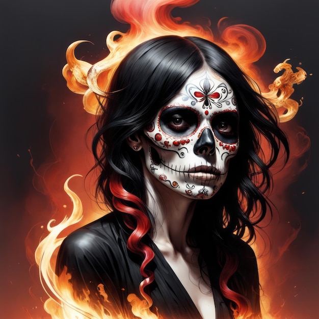 Dia DE Los Muertos obraz twarzy Dzień martwej dziewczyny gotyckiej