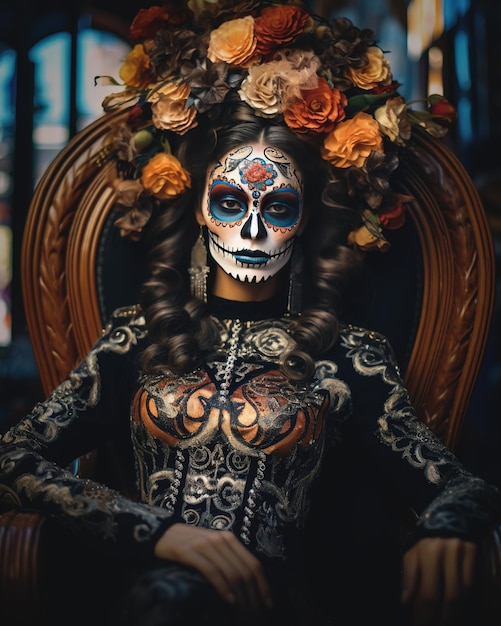 Dia de Muertos La Catrina na krześle