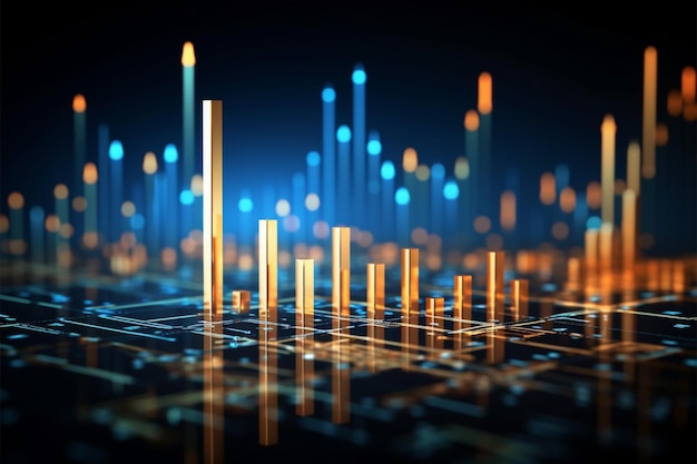 Diagram świecowy wizualizuje statystyki finansowe gospodarki i koncepcję dynamicznego rynku akcji