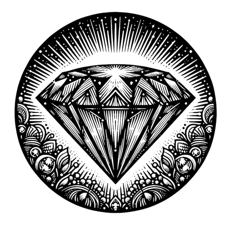 Zdjęcie diament w kręgu z napisem diament