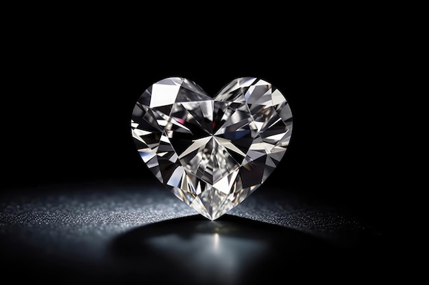 Diament w kształcie serca symbolizujący miłość i romans w formie generatywnej sztucznej inteligencji