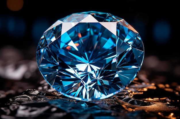 Diamentowy kryształ z diamentami na niebieskim tlegeneratywny ai