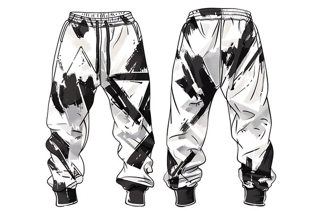 Zdjęcie die cut joggers z wycięciem w kształcie diamentu na kolanach w ilustracji flat clothes collection