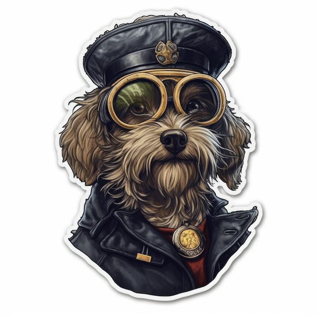 Dieselpunk Yorkshire Terrier Projekt naklejki