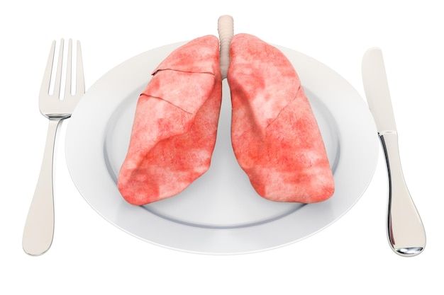 Zdjęcie dieta dla zdrowych płuc koncepcja renderingu 3d