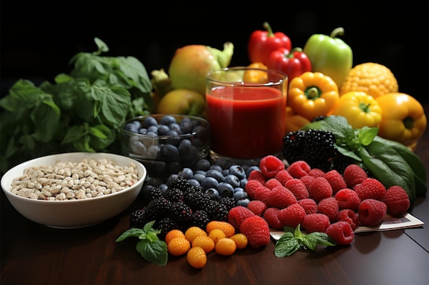 Dietetyka w akcji Świeże warzywa i owoce wraz z raportem diety