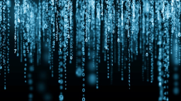 Digital background blue matrix Binary computer code Hacker concept 3d rendering