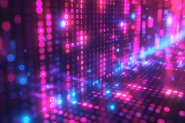 Digital Binary Technology Background stworzone za pomocą Generative AI