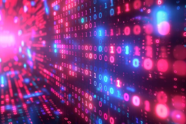 Digital Binary Technology Background stworzone za pomocą Generative AI