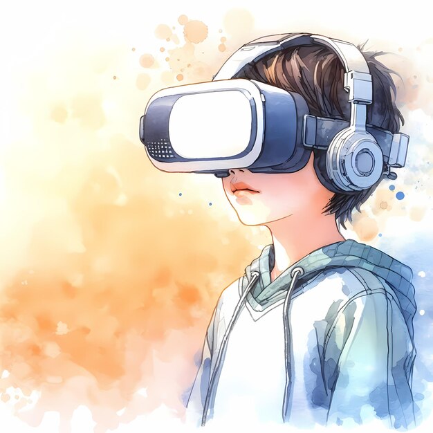 Digital Native Vr Head Set Gen A dziecko i ilustracja technologiczna