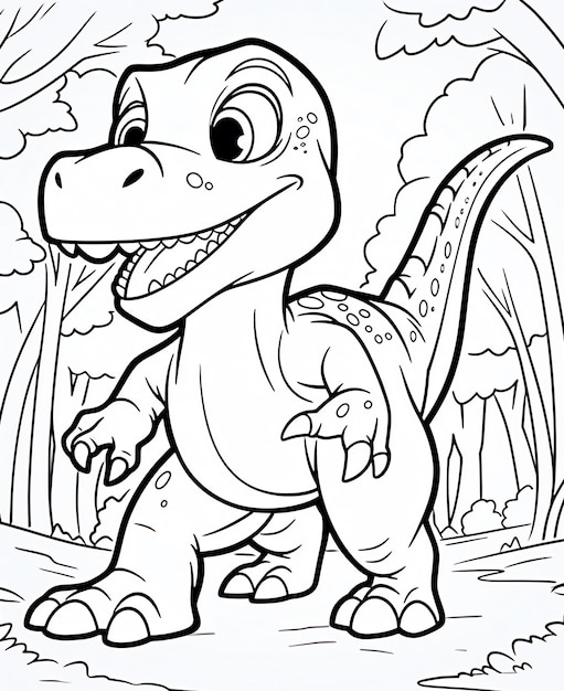 Zdjęcie dinozaur kreskówka w lesie