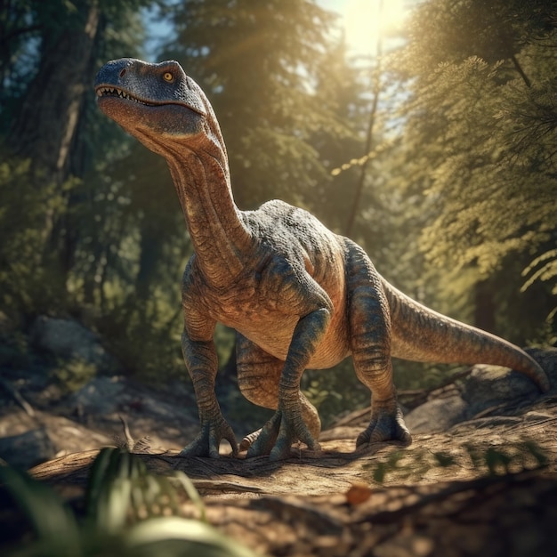 Dinozaur w generatywnym środowisku naturalnym AI