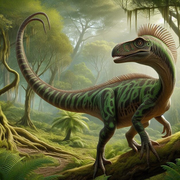 Dinozaur w lesie