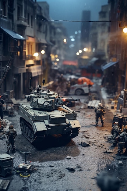 Diorama strefy wojennej robotów z 2049 roku Miniatura wojny cyfrowej