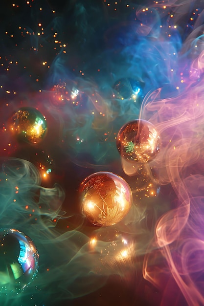 Disco Smoke With Groovy Smoke and Colorful Smoke Disco Balls Glowing Texture Y2K Collage Light Art