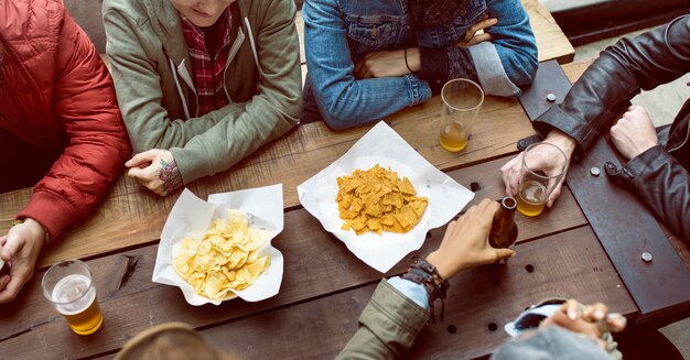 Diverse People Hang Out Pub Friendship