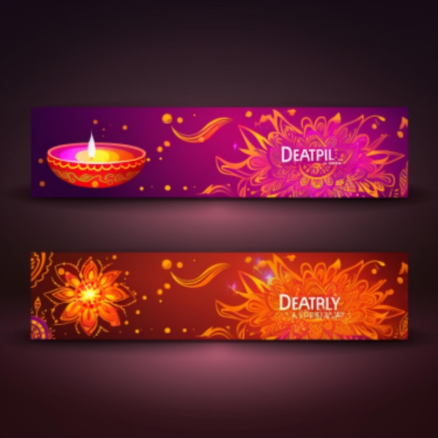 Zdjęcie diwali background z lotosem diwali banner sween wektor