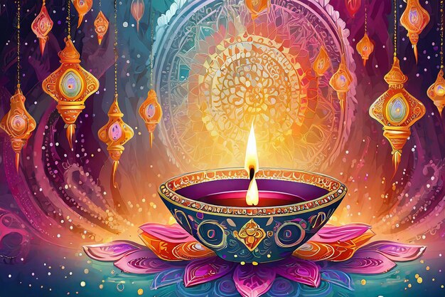 Diwali Celebration Vibrant Festive Ilustracja tła