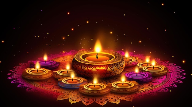 Diwali diya lub lampa naftowa odizolowany festiwal świateł Generatywne ai