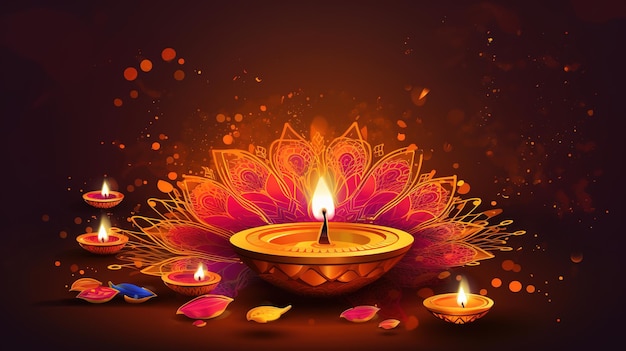 Diwali diya lub lampa naftowa odizolowany festiwal świateł Generatywne ai