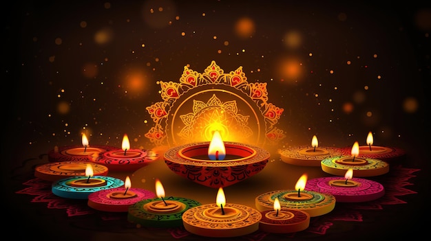 Diwali diya lub lampa naftowa odizolowany festiwal świateł Generatywne ai