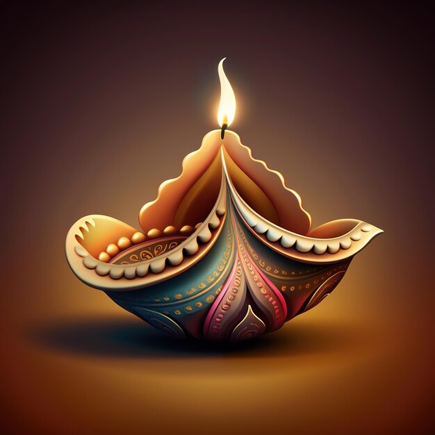 Diwali diya lub lampa naftowa odizolowany festiwal świateł Generatywne ai