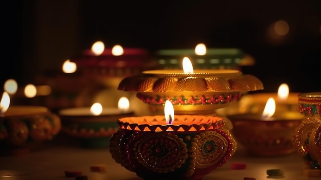 Diwali diya lub lampa naftowa odizolowany festiwal świateł Generatywne ai