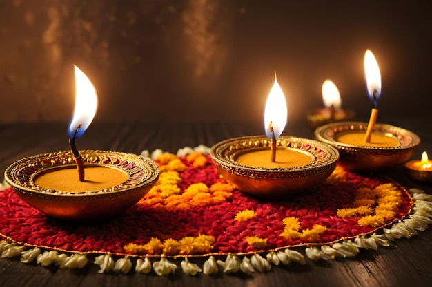 Diwali Diyas Iluminujące duchy z pięknymi lampami naftowymi Duchowa symbolika