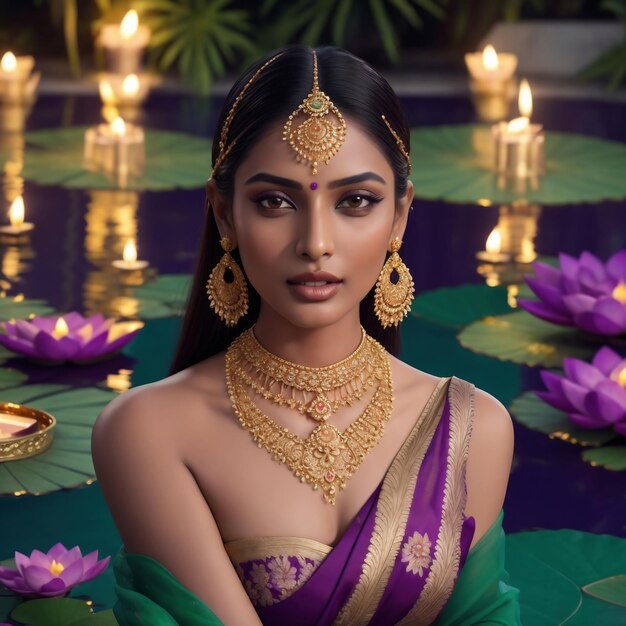 Zdjęcie diwali elegancja indyjskie piękno świeci