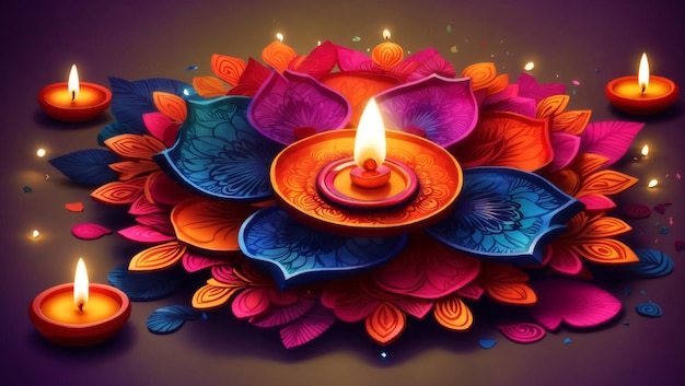 Zdjęcie diwali kolorowy, bardzo piękny design