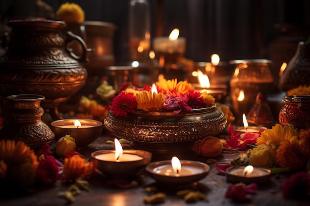 Diwali Puja Serenity Oświecające tradycje stworzone przy użyciu generatywnej sztucznej inteligencji