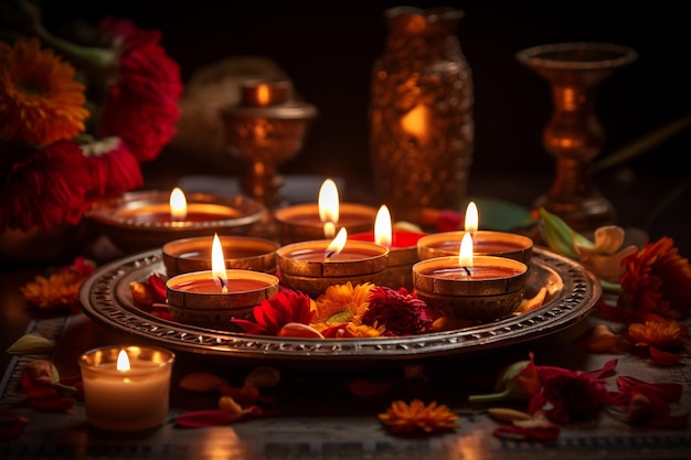 Diwali Puja Serenity Oświecające tradycje stworzone przy użyciu generatywnej sztucznej inteligencji