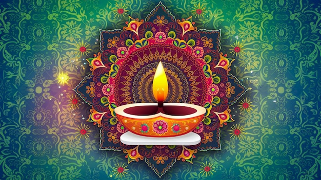 Diwali szczęśliwy uroczysty diya światło świecy abstrakcyjne Indie święto świętowanie dekoracja wate