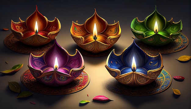 Diwali triumf światła i życzliwości Hinduski festiwal świateł celebruje lampy naftowe Diya 24 października