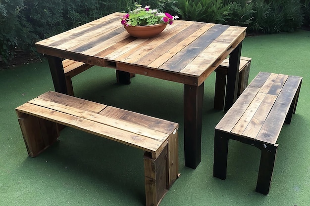 DIY drewniany paletowy stół zewnętrzny