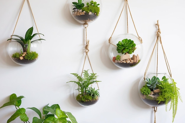 Zdjęcie diy wyświetlacz ścienny terrarium roślin z botanicznym pięknem